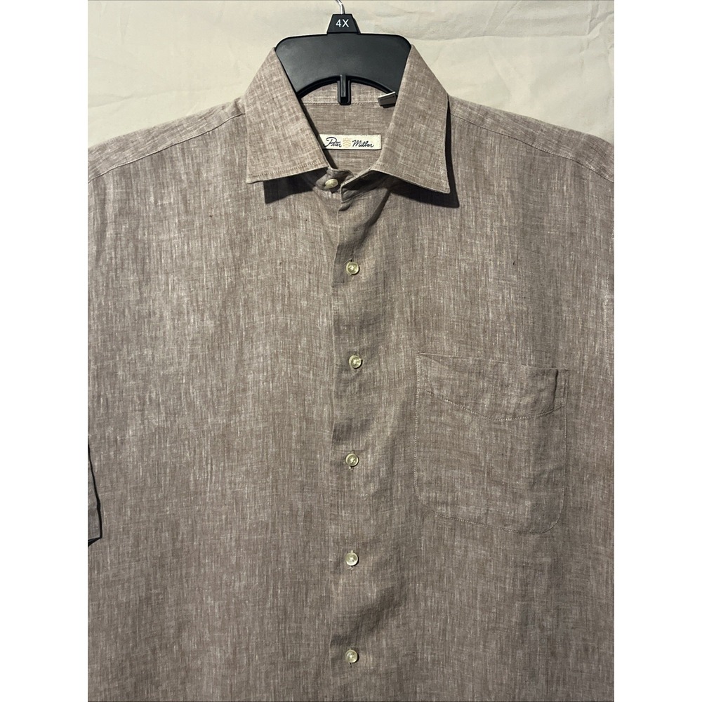 Peter Millar Men's‎ Short Sleeve Button Up Size Med In A Great Brown Color
